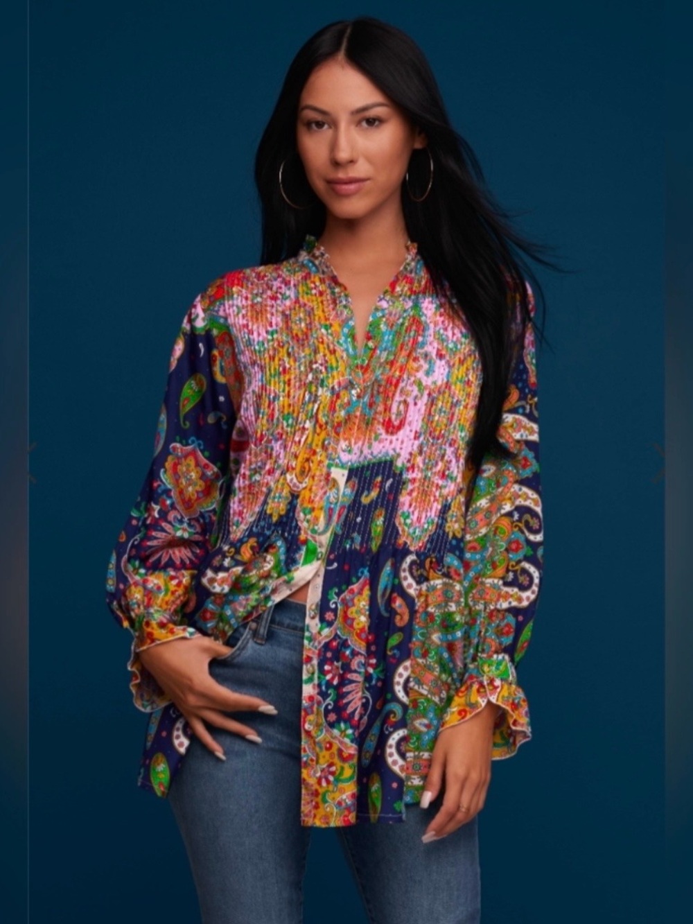 NWT❤️ JOHNNY WAS❤️ Braemar Kita Tunic Long Sleeve size M